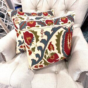 Pottery Barn Embroidered Multicolor Accent Pillows